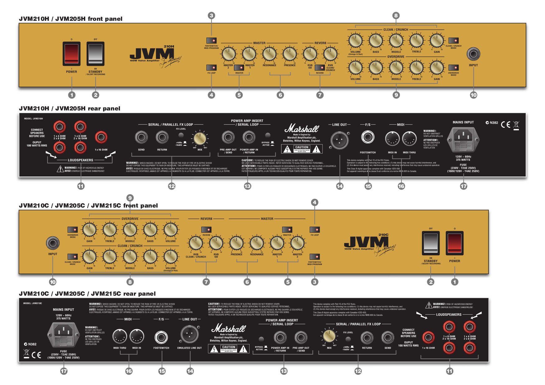 PDF manual for Marshall Amp JVM210C